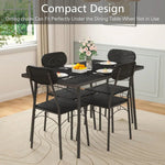 Modern 5-Piece Dining Set with Black Wood-Top Table and 4 Chairs