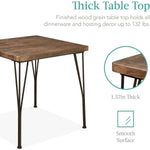 3-Piece Black Metal Frame Dining Set with Dark Brown Wood Top Table and 2 Chairs