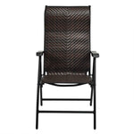 Outdoor Folding Steel Frame Rattan Patio Chair with Armrest in Brown