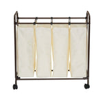 Farmhouse 4 Section Removeable Bag Wheeled Laundry Sorter Cart