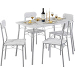 Modern 5-Piece Dining Set with White Faux Marble Top Table and 4 Chairs