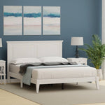 Queen Traditional Solid Oak Wooden Platform Bed Frame with Headboard in White