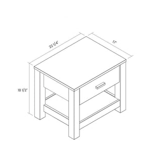 FarmHouse Traditional Rustic Acacia 1 Drawer Nightstand