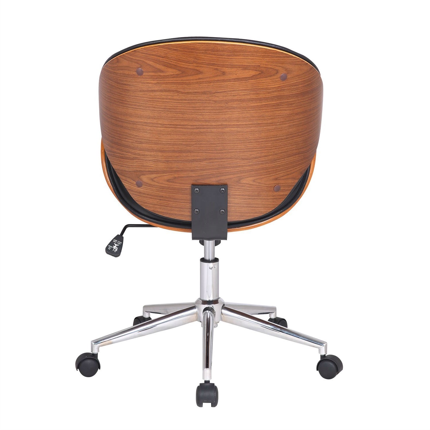 Modern Classic Walnut / Black Faux Leather Office Chair with Curved Seat