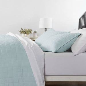 2 Piece Microfiber Farmhouse Coverlet Bedspread Set Light Blue, Twin/Twin XL