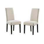 Set of 2 Modern Beige Cream Fabric Upholstered Dining Chair with Black Wood Legs