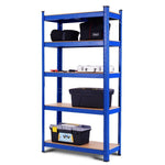 Blue Heavy Duty Metal Wood 5 Tier Adjustable Shelving Unit Garage Storage Rack