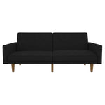 Black Mid-Century Modern Linen Upholstered Sofa Bed with Classic Wood Legs