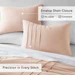 King Size Microfiber Pleated Soft Washed Comforter Set Pink Blush Color