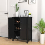Bathroom Storage Cabinet with Adjustable Shelves in Black Wood Finish