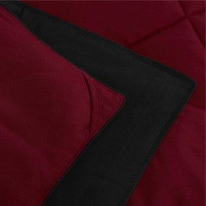Twin/Twin XL Traditional Microfiber Reversible 3 Piece Comforter Set in Black/Maroon