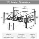 Twin size Classic Heavy Duty Metal Day Bed Frame in Black Finish