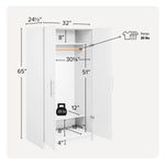 Bedroom Armoire Wardrobe Cabinet with Hanging Rail in White Wood Finish