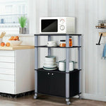 Modern 3-Shelf Kitchen Baker‚Äôs Rack Cart on Wheels in Black Wood Finish