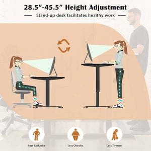 Black L-shaped Corner Desk for Sitting or Standing with Electric Lift