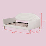 Twin size Mid-Century Modern Off-White Cream Velvet Upholstered Daybed