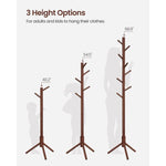 Sturdy Solid Wood Coat Rack in Dark Walnut Finish with 8 Hooks