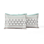 Turquoise Pink Grey Lightweight 6 Piece Elephant Pattern Daybed Cover Quilt Set
