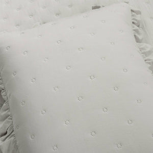 Full/Queen Lightweight Grey Ruffle Reversible Oversized 3 Piece Quilt Set