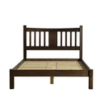 Queen size Solid Pine Wood Platform Bed with Headboard in Espresso
