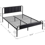 Full size Black Wood Metal Platform Bed Frame with Rounded Headboard Footboard