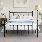 Full size Vintage Style Black Metal Platform Bed Frame with Headboard Footboard