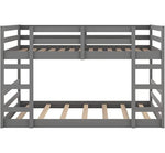 Full over Full Modern Low Profile Bunk Bed in Grey Wood Finish