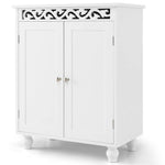 Bathroom Floor Cabinet with 2 Storage Shelves in White Wood Finish
