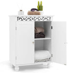 Bathroom Floor Cabinet with 2 Storage Shelves in White Wood Finish