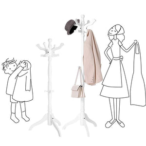 Traditional Classic Solid Wood Coat Rack in White Finish