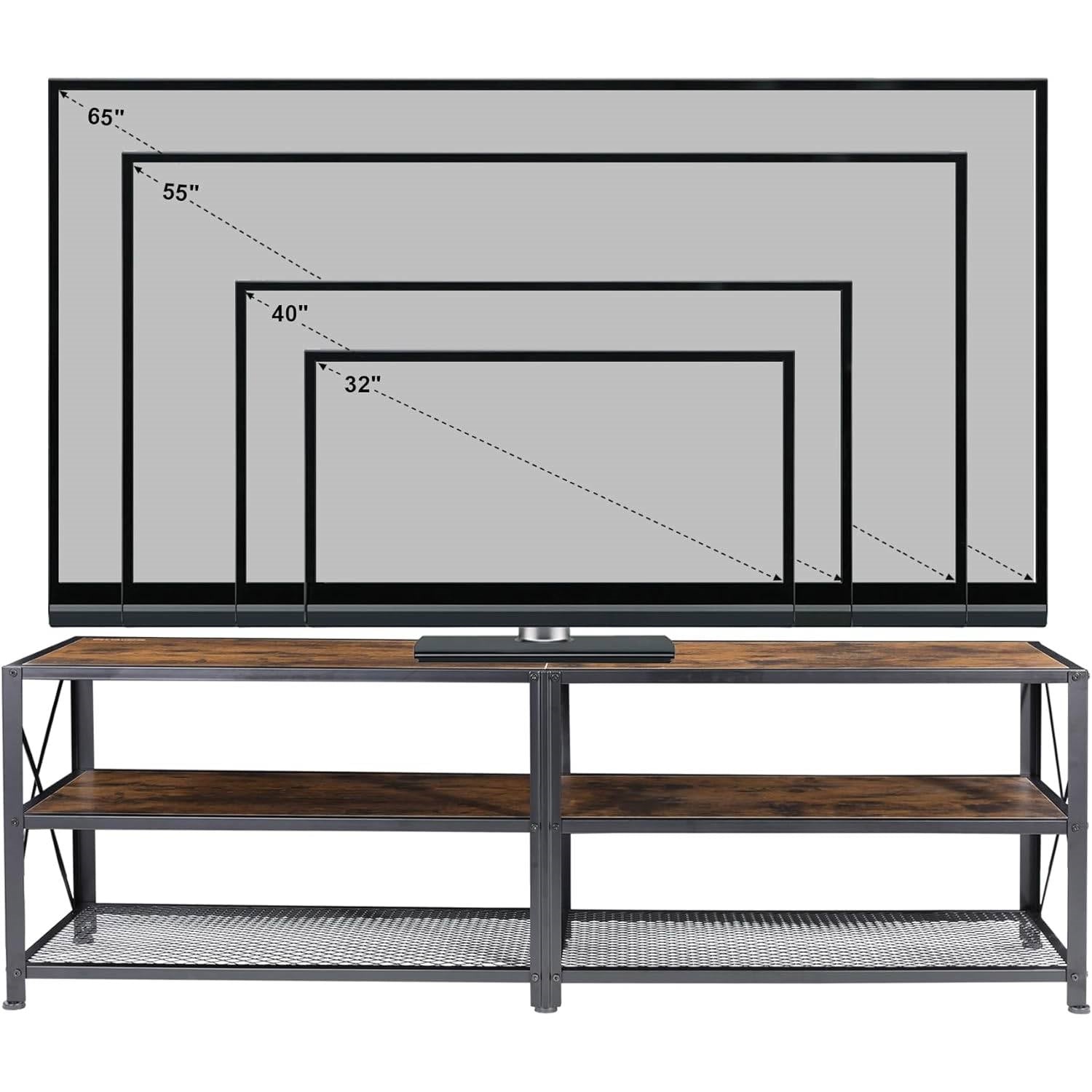 55-inch Industrial Style Metal Wood TV Stand for TV up to 65-inch