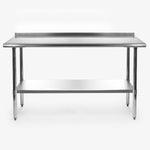 Stainless Steel 60 x 24 inch Heavy Duty NSF Certified  Work Bench Prep Table with Backsplash