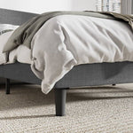 Queen Size Grey Linen Blend Upholstered Platform Bed with Wingback Headboard