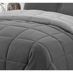 Twin/Twin XL Traditional Microfiber Reversible 3 Piece Comforter Set in Grey