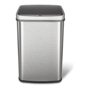 Grey 13-Gallon Stainless Steel Kitchen Trash Can with Motion Sensor Lid