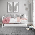 Contemporary White Metal Daybed Frame with Twin Pull-Out Trundle Bed