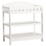 Modern White Wooden Baby Changing Table with Safety Rail Pad and Strap