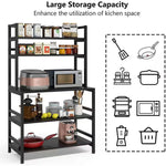 Black Metal Wood Freestanding Kitchen Shelf Bakers Rack Microwave Stand