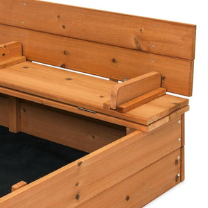 Sturdy Brown Cedar Kids Complete Seated Bench Sandbox