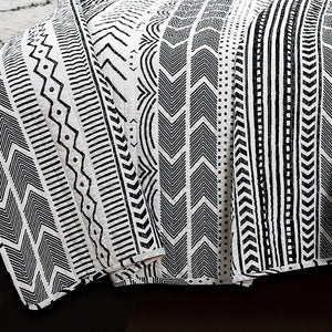 3 Piece Scandinavian Black White Reversible Cotton Set in King