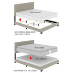 King size Black Metal Canopy Bed with Upholstered Button-Tufted Headboard