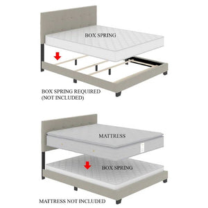 King size Black Metal Canopy Bed with Upholstered Button-Tufted Headboard