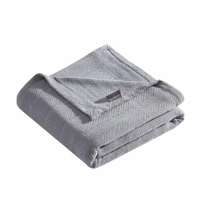 King size Cozy Lightweight Grey 100-Percent Cotton Blanket - Machine Washable