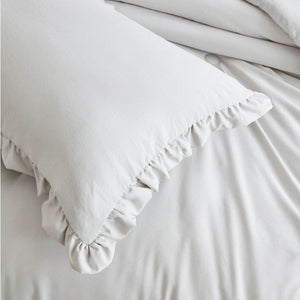 King Oversized Grey Ruffled Edge Microfiber Comforter Set