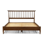 King Size Hardwood Mid Century Platform Bed Frame with Headboard in Walnut