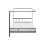 King size Dark Grey Metal Canopy Bed Frame with Headboard and Footboard