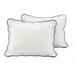 King size White Navy Scalloped Edge Reversible Lightweight Quilt Set