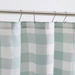 72-inch 100-Percent Cotton Fabric Shower Curtain with Green White Plaid Pattern