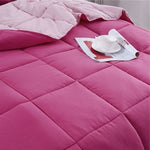 Twin/Twin XL Traditional Microfiber Reversible 3 Piece Comforter Set in Pink