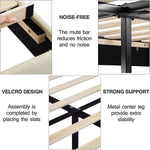 Queen size Beige Upholstered Platform Bed Frame with Headboard